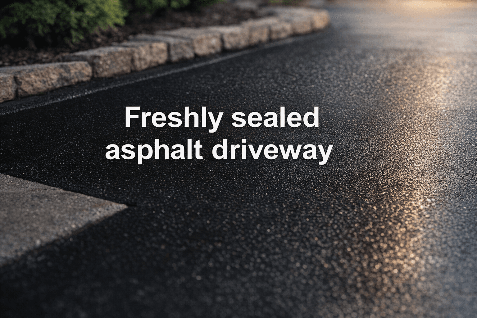 Freshly sealed asphalt driveway